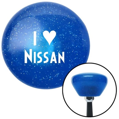 White I <3 for NISSAN Blue Retro Metal Flake Shift Knob w/ M16x1.5 Insert Auto - Image 1 of 4