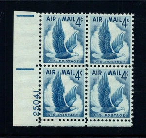 1954 Airmail eagle Sc C48 MNH 4c plate block with rare number per Durland $7 (G - Picture 1 of 1