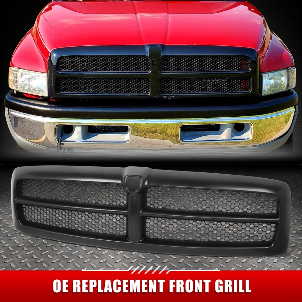 [Malla de panal] Para camioneta Dodge Ram 1500-3500 99-02 Sport parrilla delantera negra Foto 1 de 4