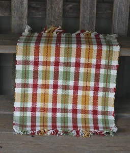 Park Designs Placemat Picket Fence Plaid Woven Cotton Red Sage Mustard Cream - Picture 1 of 3