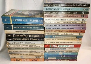 32 Vintage Death Murder Mystery Crime Books Paperbacks Patricia Moyes P.D. James - Picture 1 of 24