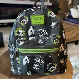 Beetlejuice Loungefly chibi backpack bag straps green used once clean - Picture 1 of 7
