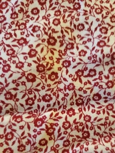 Vintage Sewing Fabric Calico Floral Off White & Red 1ydx45" Cotton - Picture 1 of 7