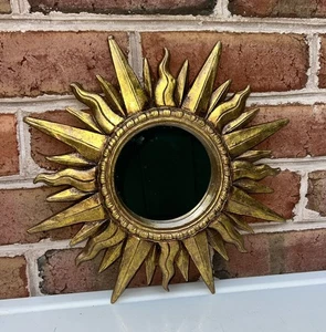 Vintage 90s Gold Celestial Whimsigoth Sun Wall Mirror Starburst - Picture 1 of 11