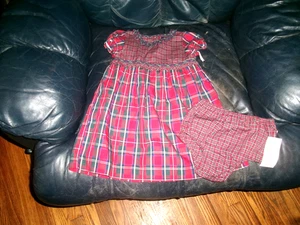NUEVO CON ETIQUETAS CHAPS 2 piezas conjunto de vestido de bebé ~ Cuadros rojos ~ 24 meses ¡Navidad! - Imagen 1 de 4