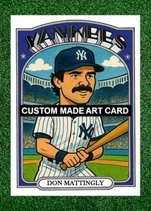 Don Mattently New York Yankees cartone animato personalizzato ACEO Art Card banca vuota - Foto 1 di 2