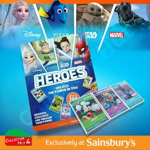 Disney Sainsbury's Heroes Pixar Star Wars Marvel Complete Trading Card Set - Foto 1 di 3