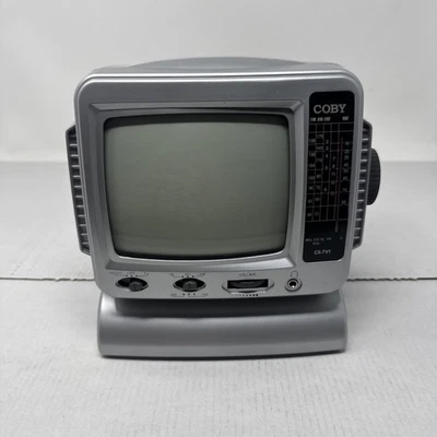 COBY CX-TV1 5” Black & White Television With AM/FM Radio New Open Box - Image 1 of 4
