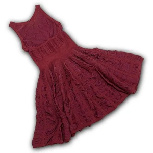ALAIA Burgundy Flare Dress Tunic Sheer Panel Knee Length Size M F/S - Picture 1 of 12