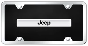 Jeep Name Plate Black Acrylic Kit License Plate Frame Official Licensed - Imagen 1 de 2