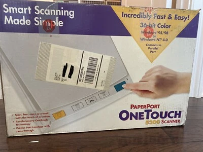 PAPERPORT ONE TOUCH 5300 SCANNER 36-BIT COLOR WINDOWS 95/98 OR NT 4.0 - Image 1 of 4