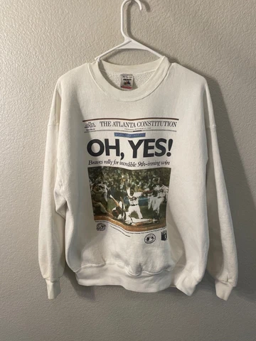 1992 Atlanta Braves Oh Yes Front Pages Sweatshirt Newspaper MLB Size XL Cover