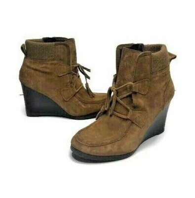 Franco Sarto Westerly женщин коричневая замша кожа ботильоны на танкетке кисточки 10 - Изображение 1 из 4