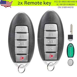 2 For 2016 2017 2018 Infiniti Q50 QX50 Smart Prox Keyless Remote Key Fob 5Button - Picture 1 of 5