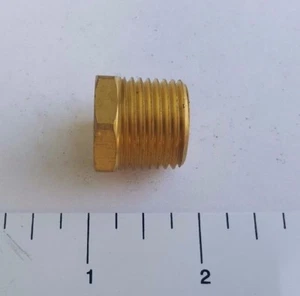 1) 1/2" MALE X FEMALE 1/4" NPT PIPE THREAD HEX REDUCER BUSHING - LEAD FREE BRASS - Picture 1 of 5