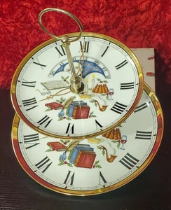 Department 56 Clockface Porcelain Gold Rim 2 Tier Serving Plate Dickens 4916-6 - Picture 1 of 8