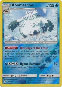 Pokemon Ultra Prism Abomasnow Reverse Holo Rare 38/156 - Picture 1 of 1