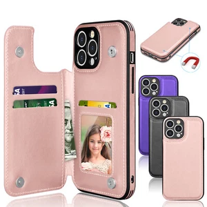 Funda billetera abatible de cuero para iPhone 13,13 Pro Max con soporte para tarjetas - Imagen 1 de 39
