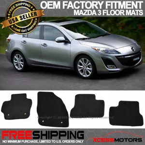Fits 10-13 Mazda 3 OE Factory Fitment Front & Rear Floor Mats Carpet Black Nylon - Picture 1 of 3