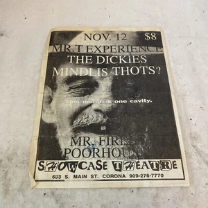 Mr. T Experience Dickies Mindlis Thots Set list Concert Show Flyer @ Showcase - Picture 1 of 10