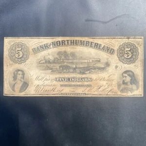 $5 Bank of Northumberland PA W/ Canal Scene Nice Condition - Picture 1 of 7