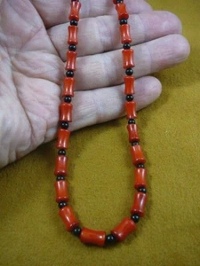 (v30-3A) 20" long red Bamboo coral + brass Beads bead beaded Necklace JEWELRY - Picture 1 of 2