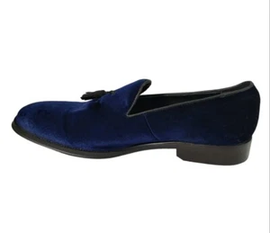 Steve Madden Men's Velvet Shoes size 8 blue Slip On Lifted Leather Fabric Lining - Picture 1 of 8