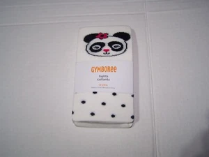 NWT Gymboree Girls Tights Size 12-24M White w/Panda and Polk a Dot Design - Picture 1 of 2