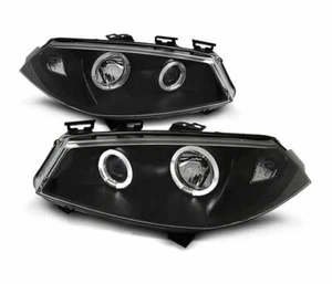 headlights for RENAULT MEGANE II 2002 2003 2004 2005 angel eyes black LHD - Picture 1 of 1