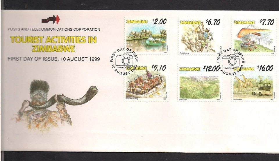 Zimbabwe FDC set 1999 Scott 824-829 Tourist activities - Image 1 of 1