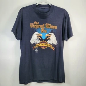Vintage 1985 Harley Davidson 3D Emblem The Legend Lives On T Shirt Eagle Rebel - Picture 1 of 15