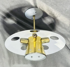 Brass Mid Century Modern MCM Lighting Atomic Dining Room Table Ceiling Fixture - Picture 1 of 18