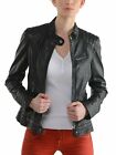 Leather Jacket Biker Coat Women Womens Motorcycle Moto Vintage Bomber Black 5