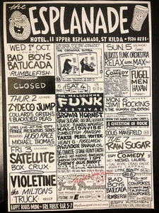 Signed Original Fred Negro Esplanade Hotel A3 Ad Art Melbourne Pub gig poster - Picture 1 of 12