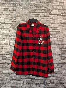 Disney Mickey Mouse Holiday Red Black Plaid Shirt Size S - Picture 1 of 11