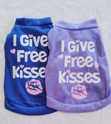Camiseta de verano para mascotas perros gatos cachorros camisas "dar besos" ropa ropa linda Foto 1 de 4