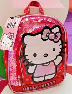 Friends Sanrio Hello Kitty  pink polka dots, Mini Backpack Red & Pink SIL-34523 - Picture 1 of 9