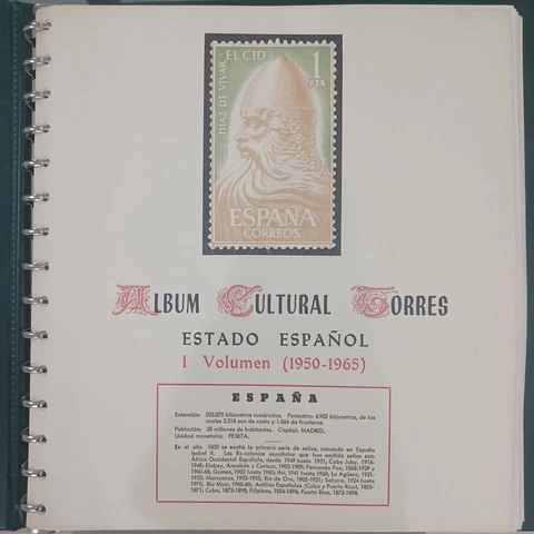 Album Cultural Torres España 1950-1958 Sellos Spain Stamps Cover