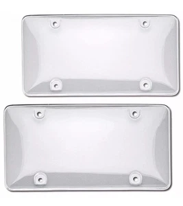 2 Clear License Plate Tag Frame Covers Bubble Shields Protector for Car-Truck - Picture 1 of 2