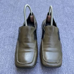 Scarpe NYLA anni 90 Deadstock uomo taglia 9 mocassini in pelle verde mocassini mocassini slip on - Foto 1 di 12
