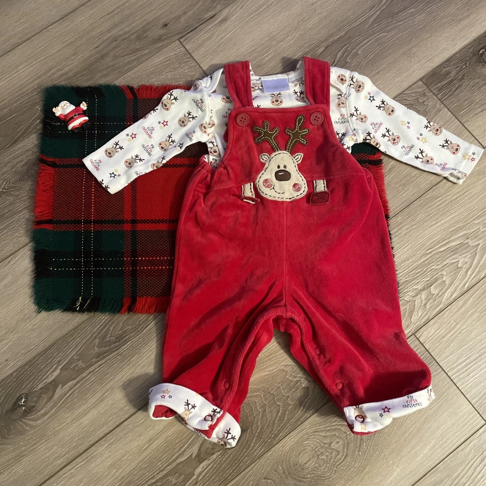 Miniwear vintage años 90 Y2K dos piezas 3-6M bebé reno Navidad conjunto mono  Foto 1 de 4