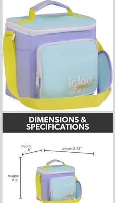 Igloo 90s Retro Collection Square Lunch Box Cooler Bag with Front Pocket NEW NWT - Image 1 of 3