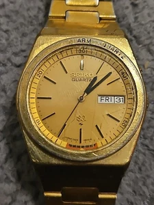 Vintage SEIKO SQ 7223-6019 QUARTZ MEN’S WATCH GOLD TONE - For Parts Or Repairs  - Picture 1 of 7