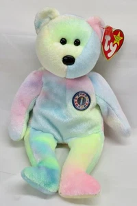 1999 B.B. Geburtstagsbär Regenbogen B-Day Ty Beanie Baby nicht mehr produziert neu mit Etikett 10. Gen - Bild 1 von 4
