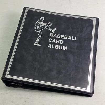 Álbum de tarjetas de béisbol vintage de los 90 deportes carpeta de 3" anillo en D de alta resistencia gris oscuro Foto 1 de 4