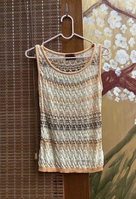 Camiseta sin mangas vintage Missoni Zig Zag tejida a ganchillo talla 38 hecha en Italia Foto 1 de 4