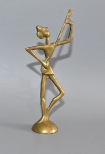 Bronze Skulptur Figur Messing Musiker mit Instrument 11 cm gemarkt Germany /#E5 - Picture 1 of 8