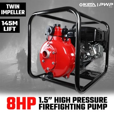 1.5" Petrol High Pressure Water Pump 8HP Fire Fighting Twin Impeller Irrigation - image 1 of 4
