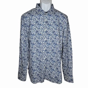 Camisa Denim and Flower Ricky Singh Para Hombres Floral XL Abotonada 100% Algodón Azul - Imagen 1 de 7