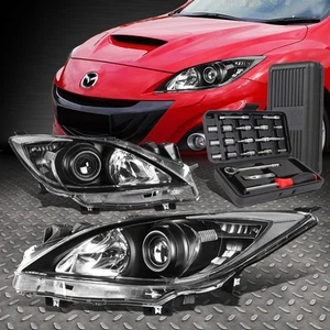 FOR 10-13 MAZDA 3 BLACK HOUSING CLEAR CORNER PROJECTOR HEADLIGHT LAMP+TOOL SET - Picture 1 of 7